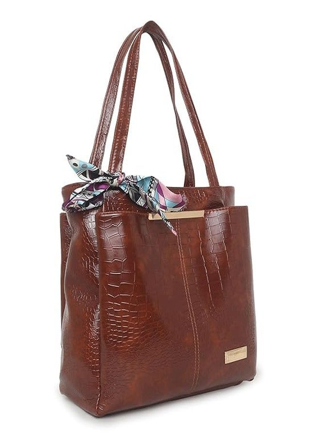 Purse Pulse Women Fashion Croco Shoulder Bags (Brown) - Image 2